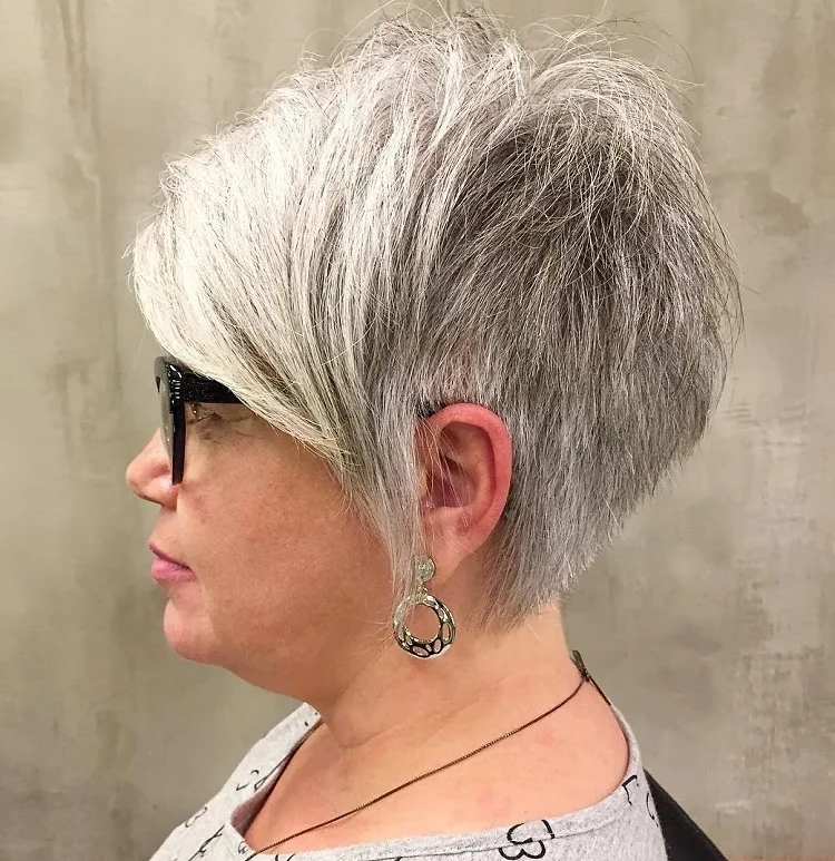 pixie haircut with side swept bangs