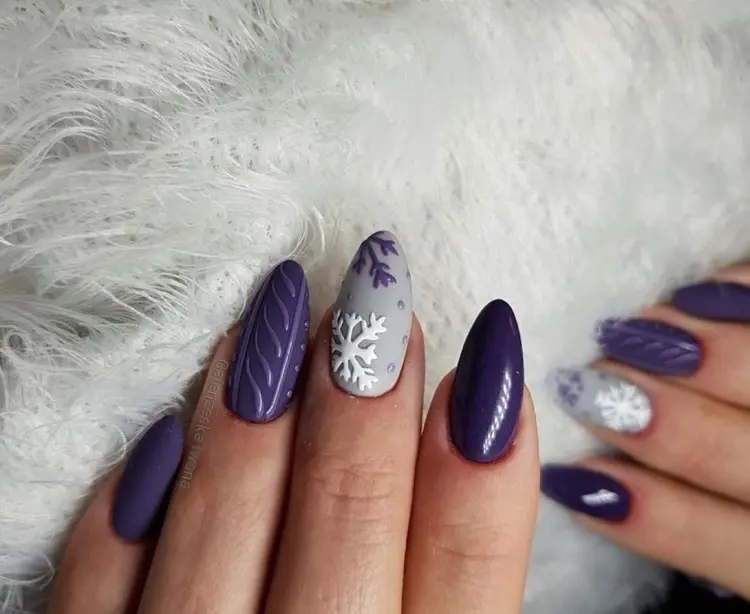 purple nails decoration trendy christmas art design manicure
