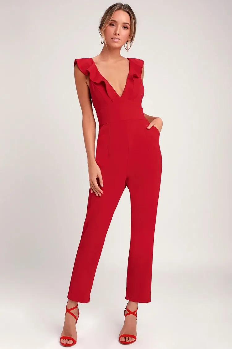 red formal jumpsuit_work christmas party outfit