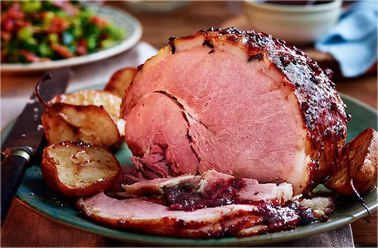 roasted ham with bourbon and cherries christmas recipes delicious tasty