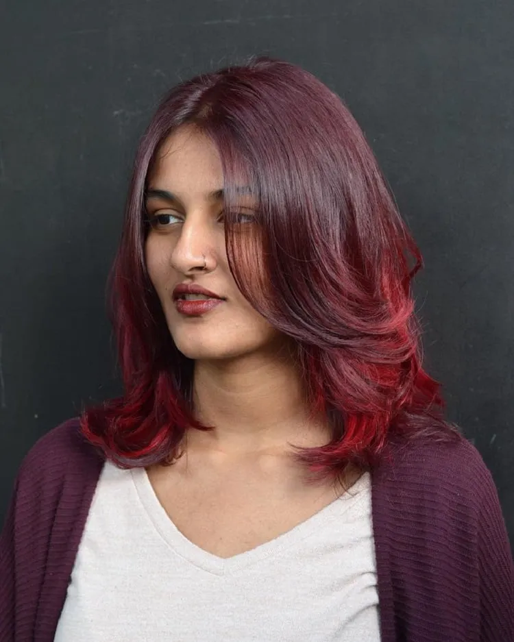 ruby red hair_red long bob hairstyles