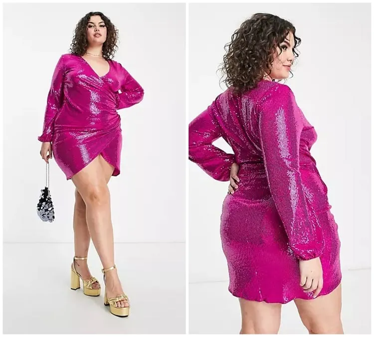 sequin dress christmas new year curvy woman outfit winter 2022 2023