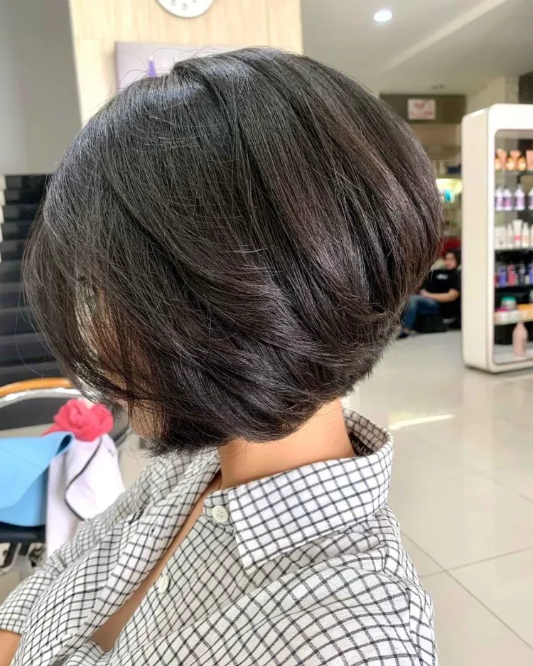short hair looks thicker with layered bob hairstyle