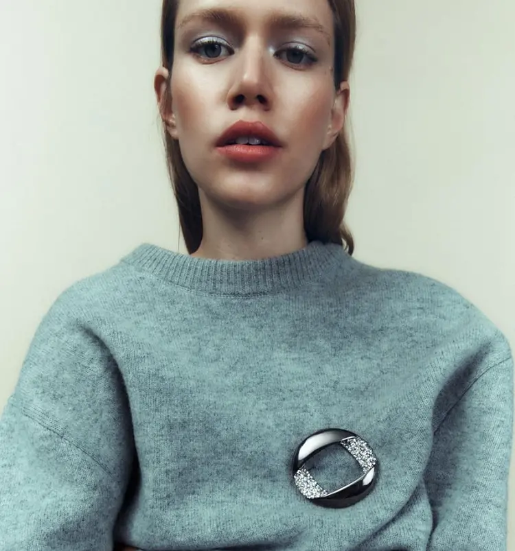 silver brooch trends 2023 zara wear it in style with a sweater or a suit