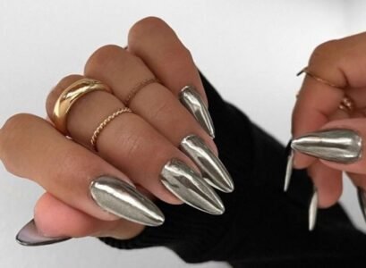 silver chrome nails trends in 2023 design gel art long manicure