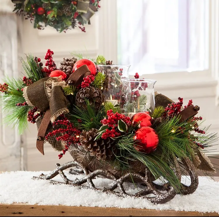 snow sleigh centerpiece for round table trends beautiful ideas how to decorate for christmas dinner