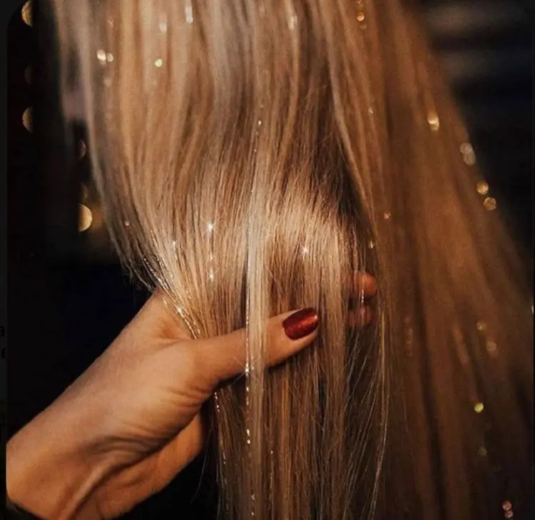 sparkle hair for new year party golden foil extensions hair trends