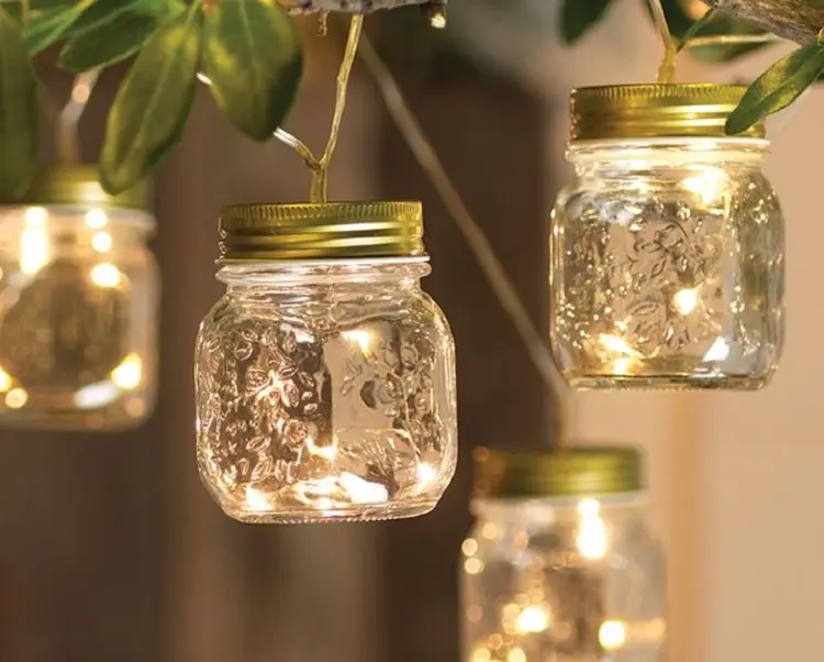 string light christmas jars decorations DIY homemade arts and crafts
