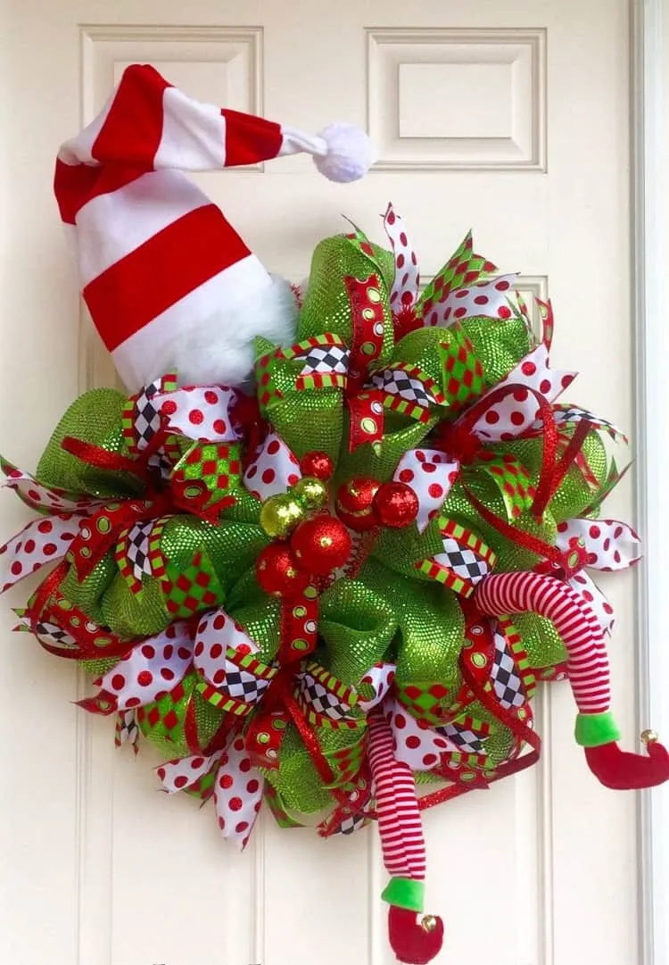 whimsical mesh wreath_red and green wreath
