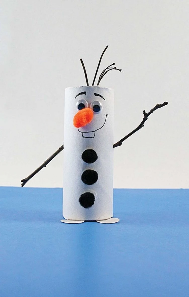 DIY Olaf from cardboard rolls January crafts for kids