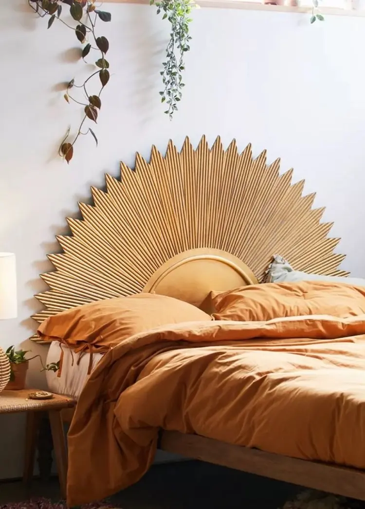 DIY golden headboard for bed in the bedroom interior design decoration ideas