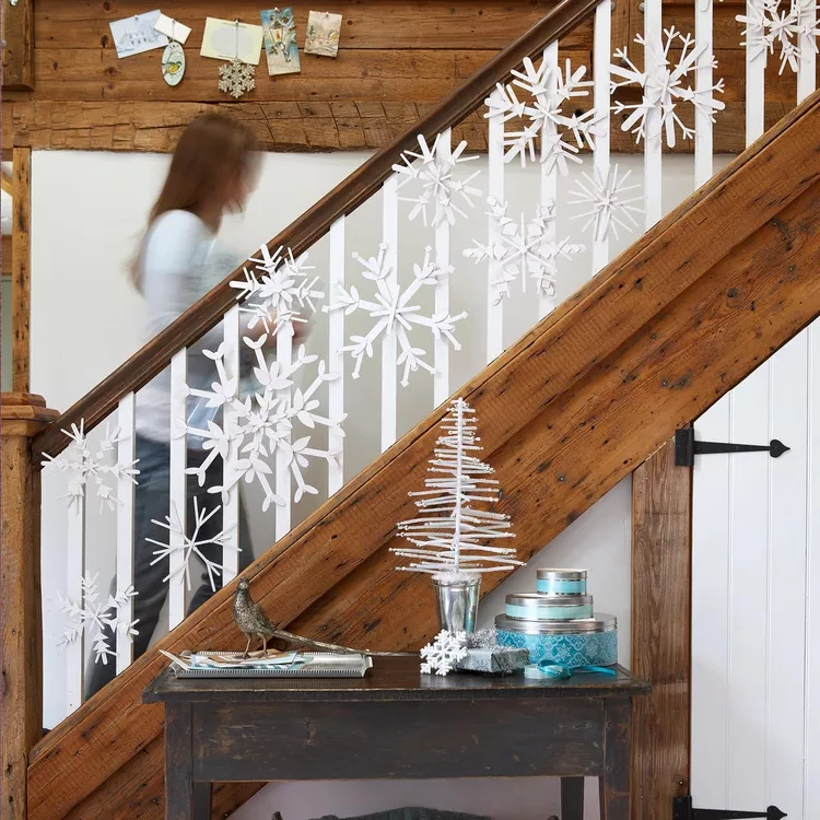 DIY winter decoration with snowflakes