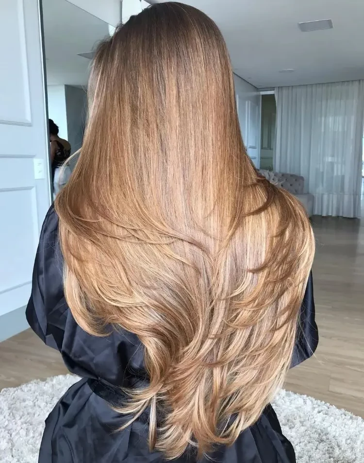 Feather step cut for long hair