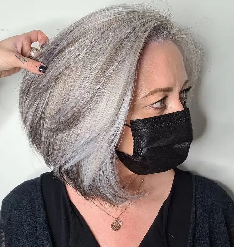 Hair tones for older women silver balayage