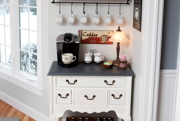 How do you set up a coffee corner ideas for decorating and storing