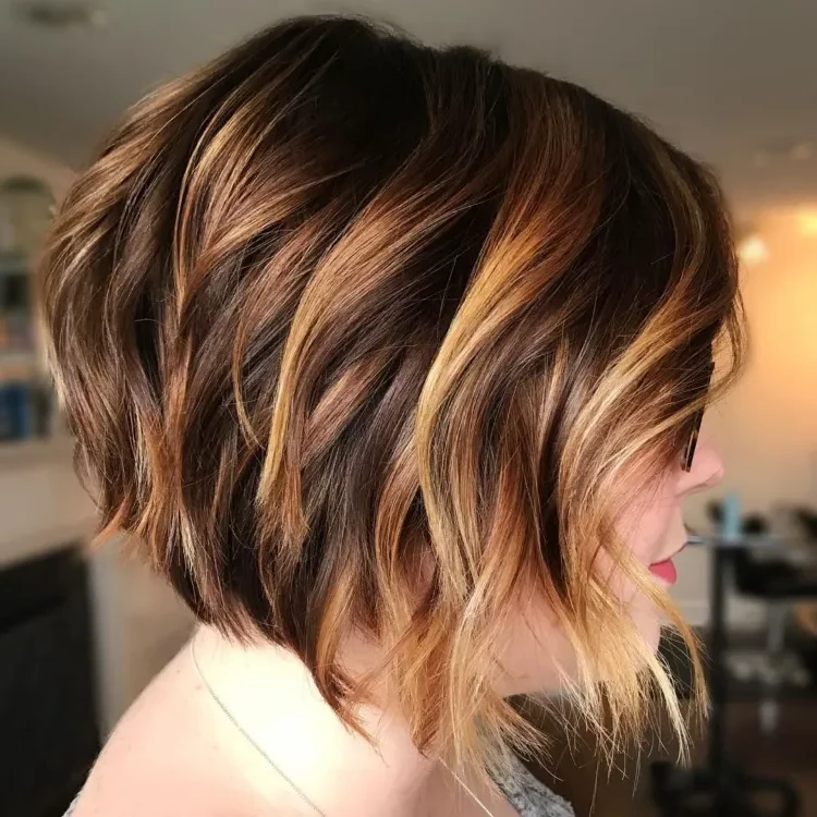 How to wear a stacked inverted bob at 50 copper highlights