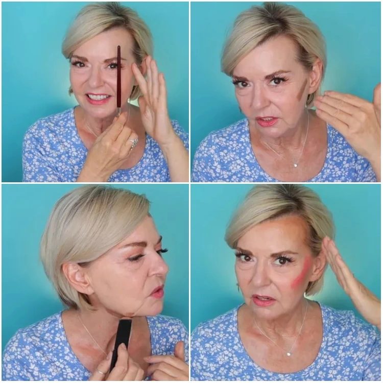 Makeup for women over 50 with lifting effect contouring tricks