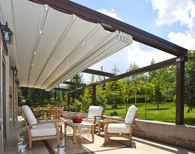 Retractable roof outdoor space deck enclosure ideas