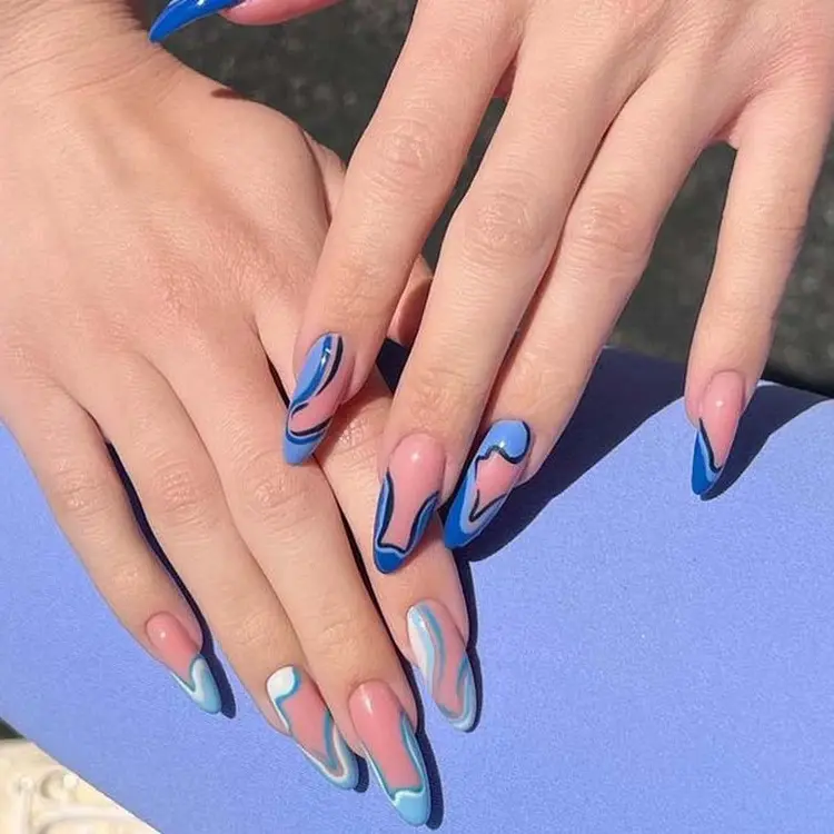 Short-Stiletto-Nails-Design-Blue-On-Blue