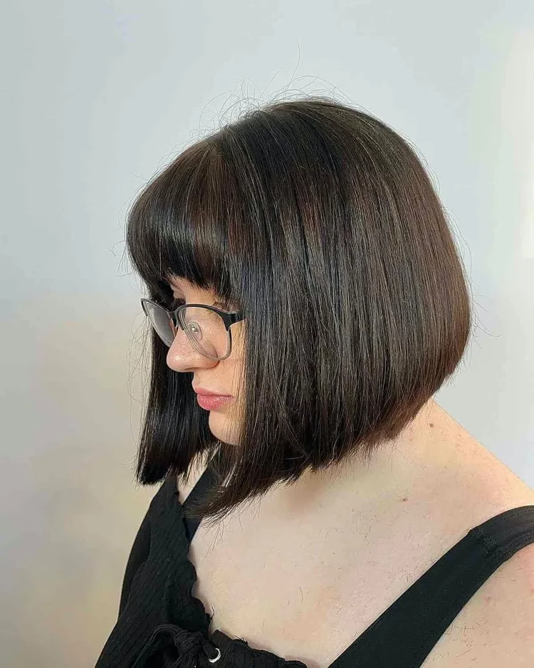 The classic bob with bangs is a flattering hairstyle