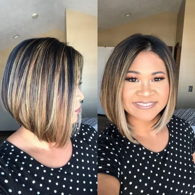 Trendy-A-Line-Bob-Haircuts-For-Plump-Women-With-Round-Face