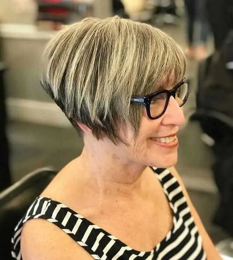 Wedge Cut for 60 year olds with glasses