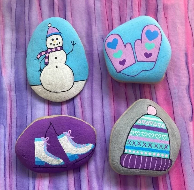 Winter rock painting create your own designs