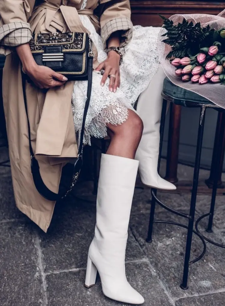 are white boots in style right now how to wear them outfit inspiration fashion tips