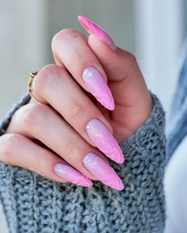 barbie nails long almond shape trendy design