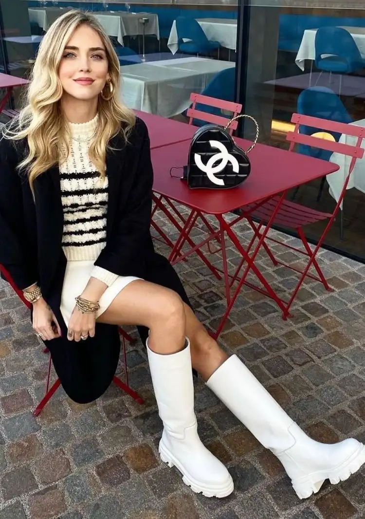 big white chunky boots with a platform how to wear them outfit ideas