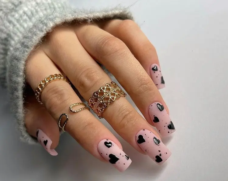 black valentines day nail designs art elegant romantic cute