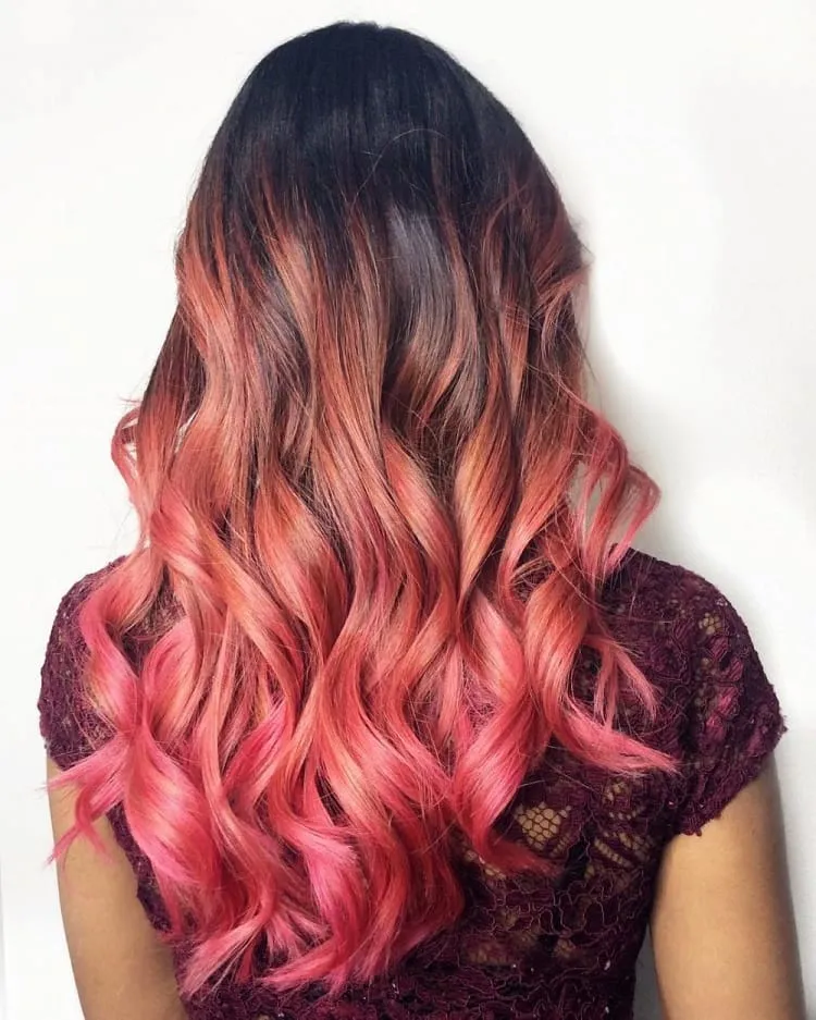 brown to pink balayage_gemini hair