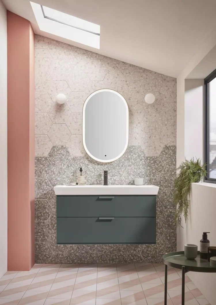 cute bathroom idea patterns wiles gray white terra cotta