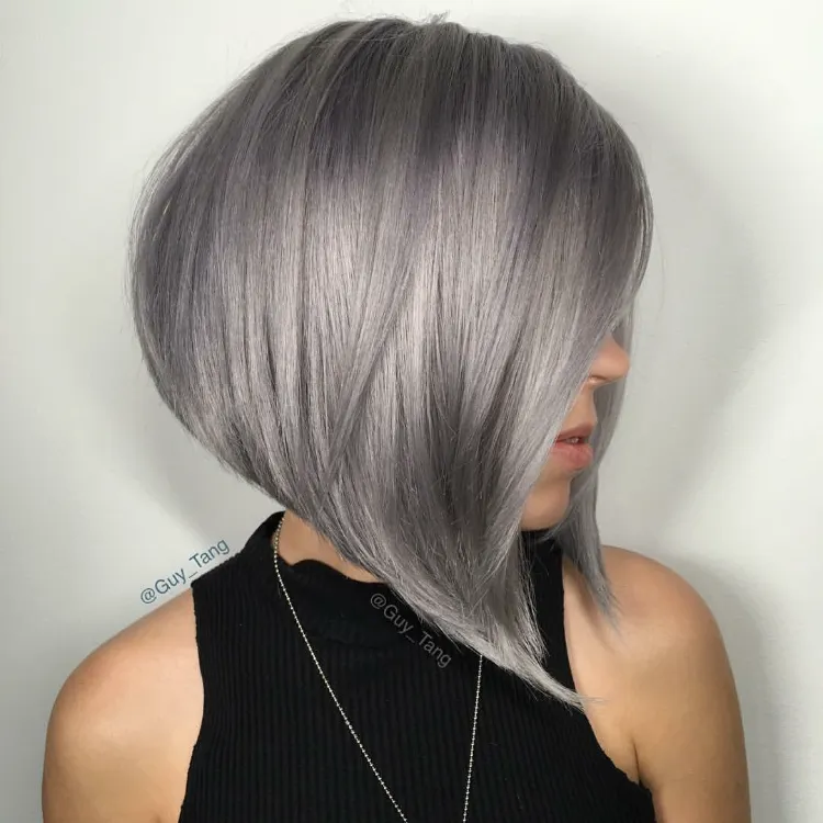 dramatic inverted bob grey hair color ideas trendy hairstyles 2023