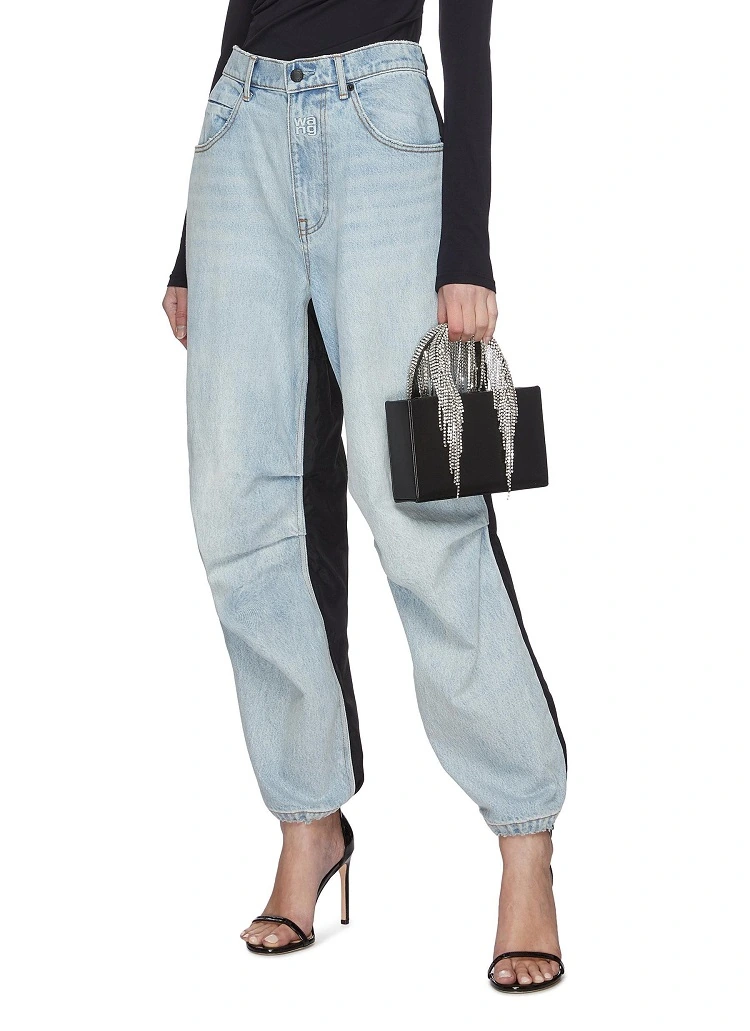 drippy crystals bag how to wear it jeans outfit wang black color