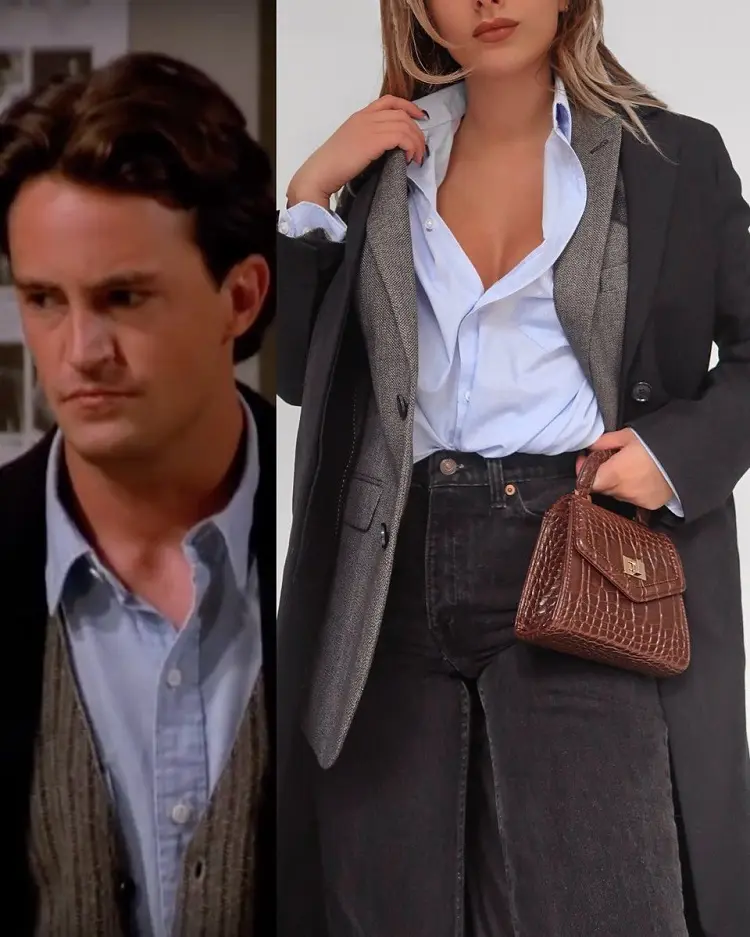 friends inspired outfits fashion chandles bing office style vest