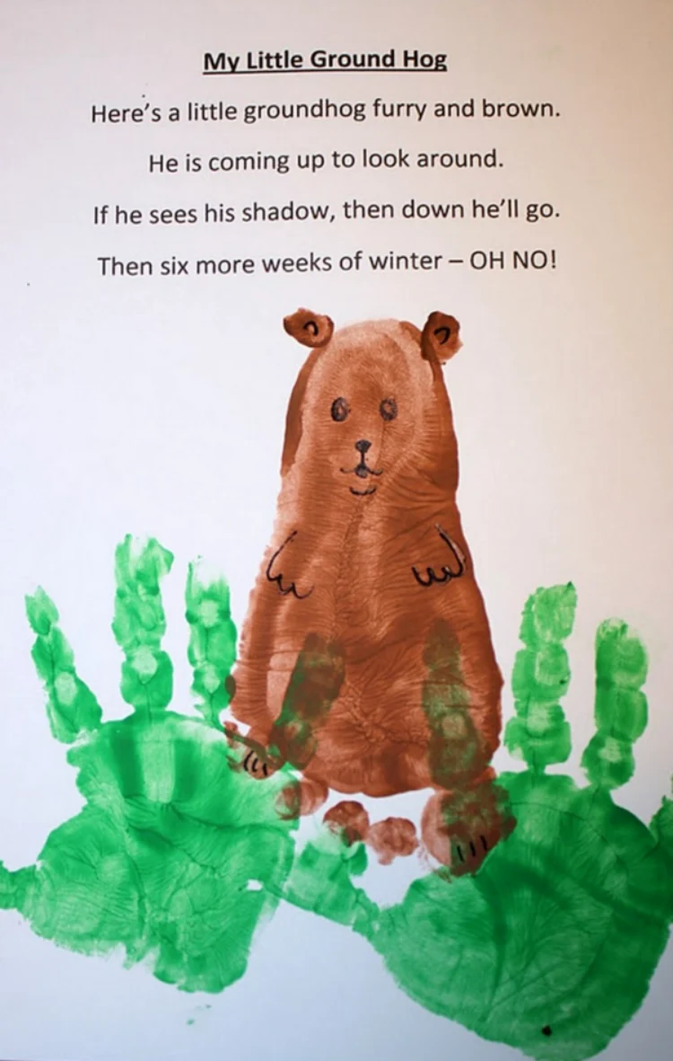 groundhog hand and foot poster print craft text