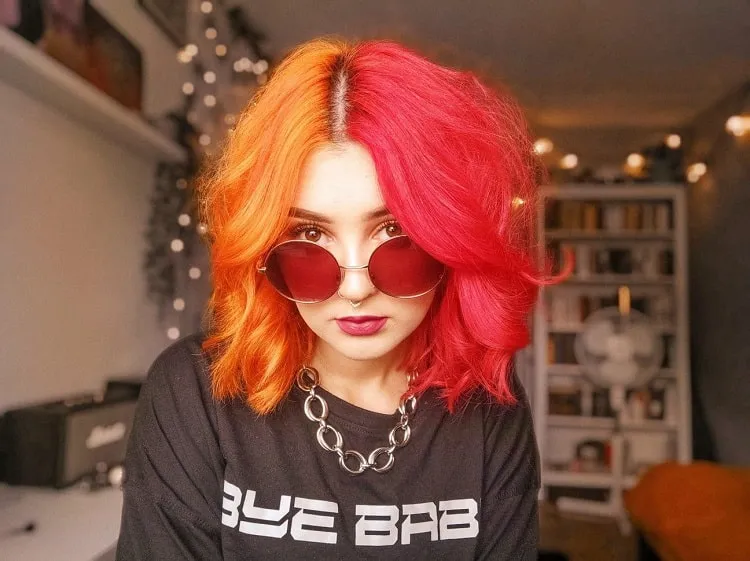 hair trends 2023_orange and red split dye
