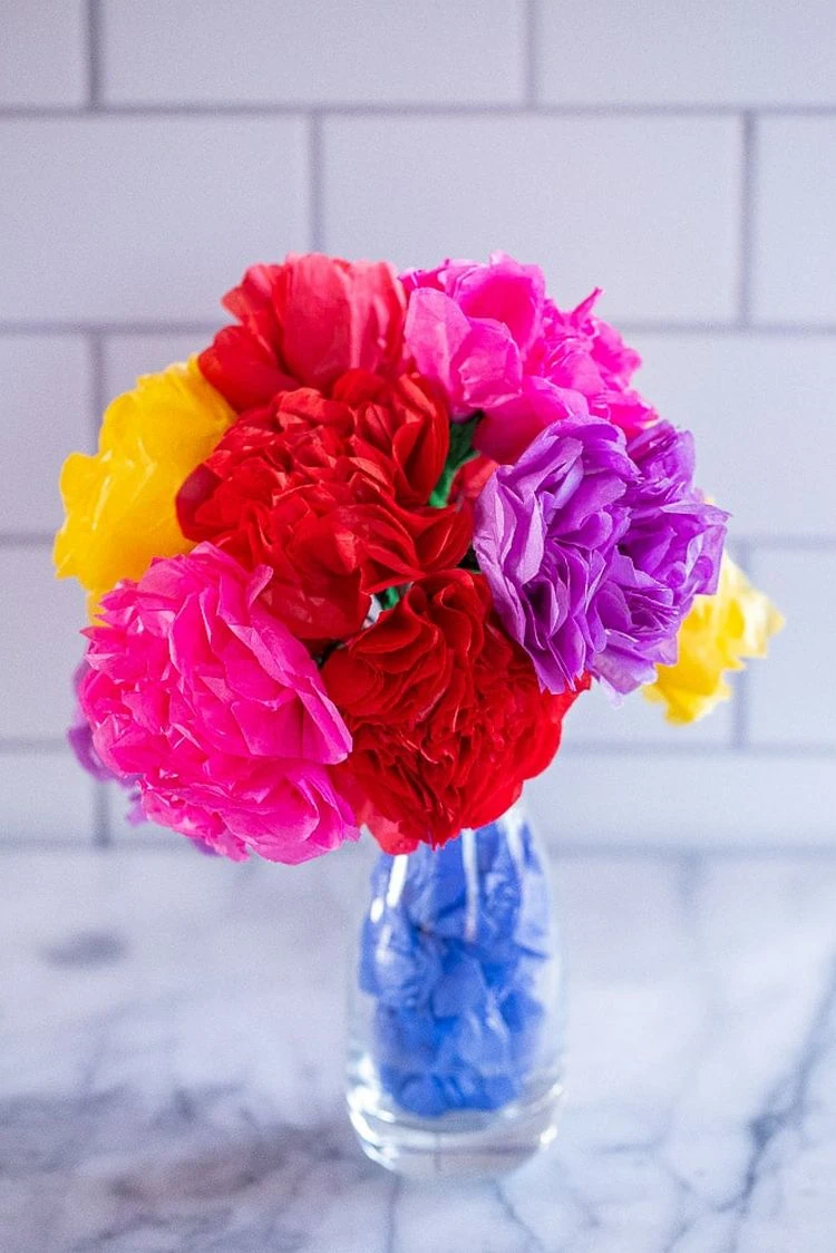 home decoration colorful bouquet tissue paper flowers Valentines Day