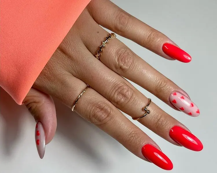 hot red and pink combination nail art how to do my nails on valentines day