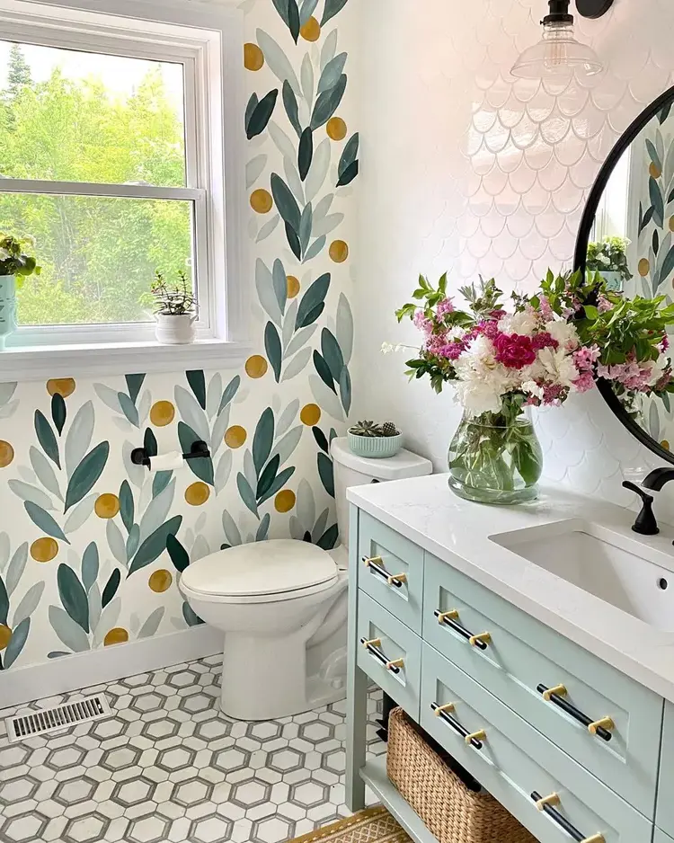 how can I make my small bathroom more attractive_bathroom with wallpaper