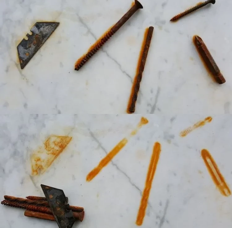 how to remove rust stains from marble without chemicals
