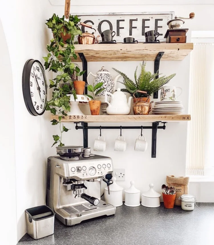 how to set up a coffee corner at home countertop idea