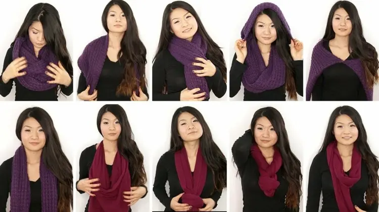 how to tie a loop scarf ideas for winter outfit inspirations easy DIY
