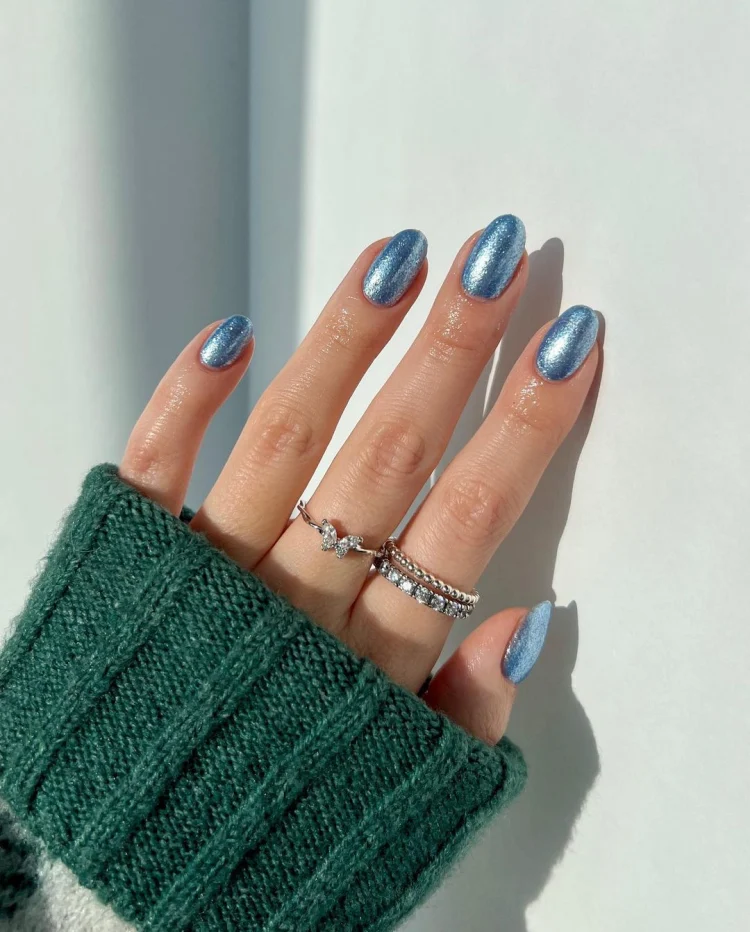icy blue cold blue nail color metallic shade