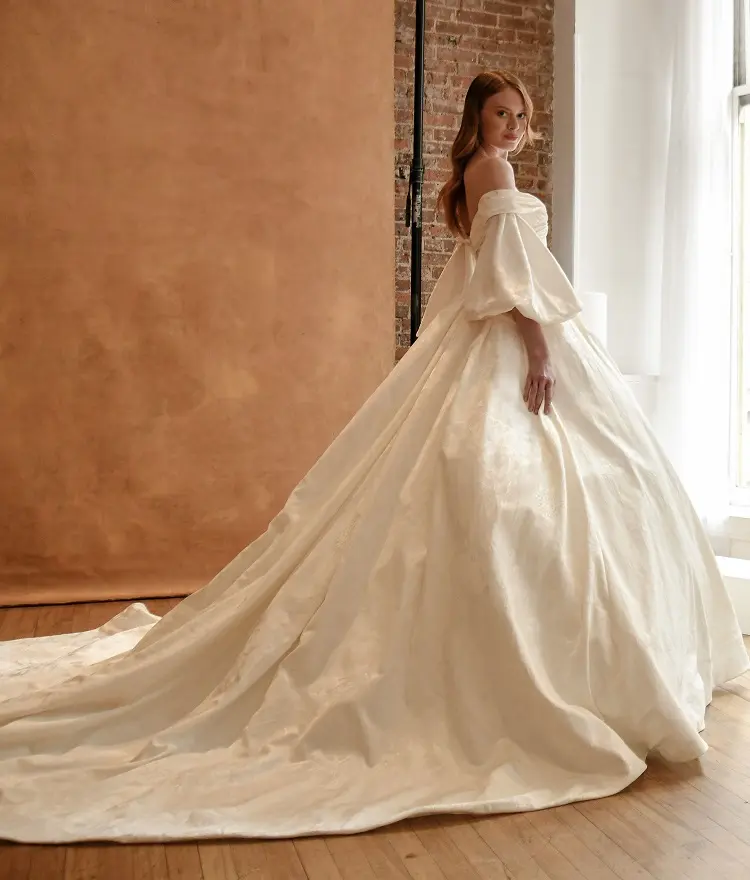 ines di santo princess gown wedding dress puff sleeves 2023 bridal collection
