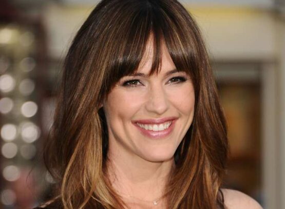 long chocolate brown hair and blunt bangs