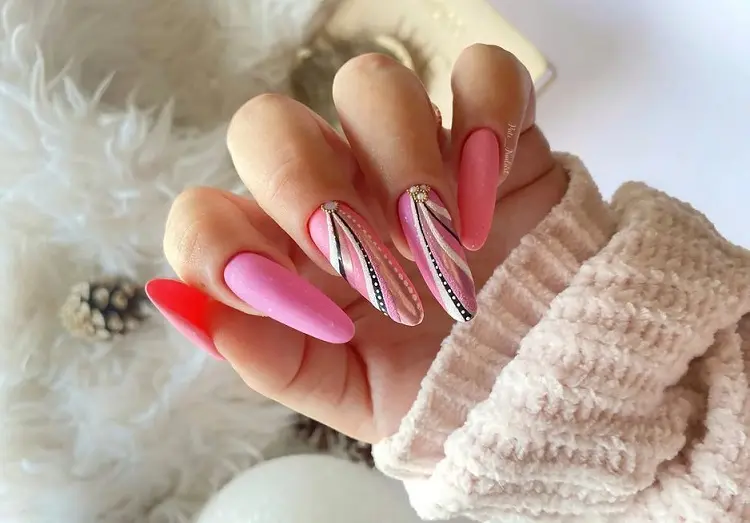 long nails ideas 2023 pink shades polish