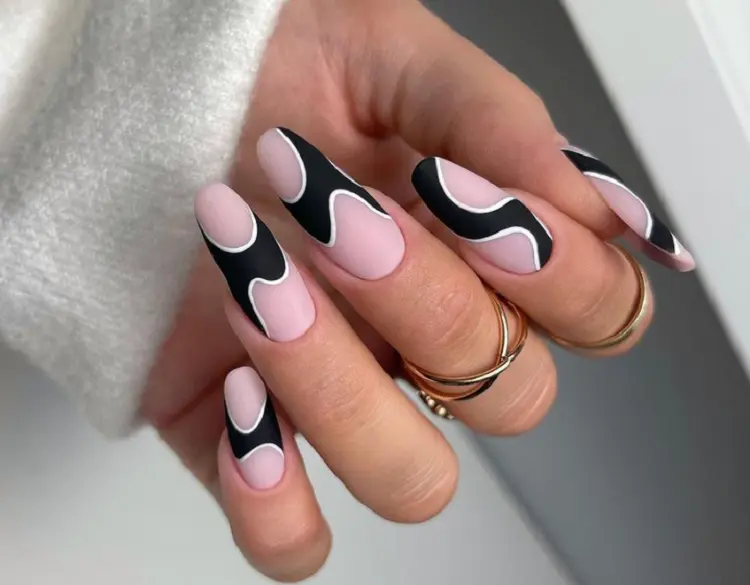 matte nails decoration in black art design manicure trends and ideas