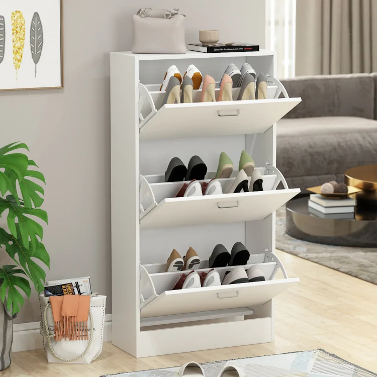 organize shoes in a small space shoe cabinet simple design white color tilting racks